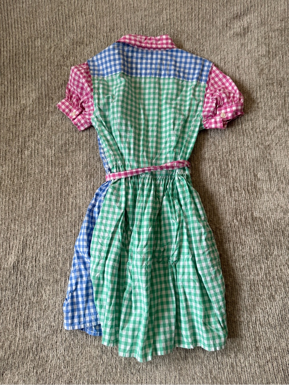 Polo Ralph Lauren Girls Colorblock Gingham Shirt Dress Size 8 - Picture 4 of 6